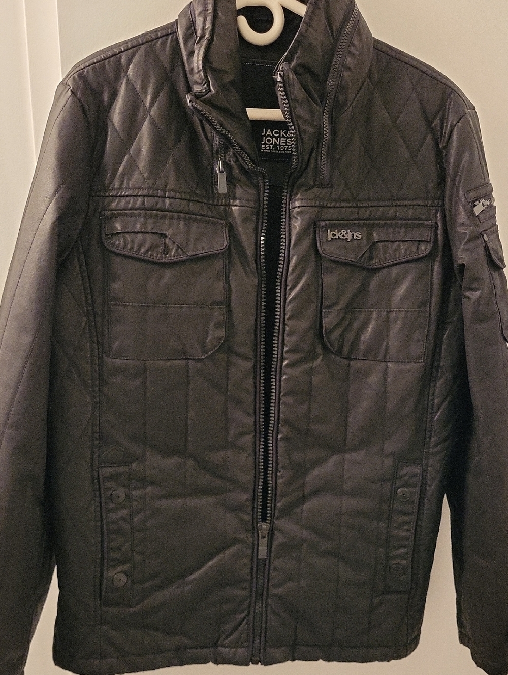 Jack & Jones Quilted Black Military-Style Field Jacket